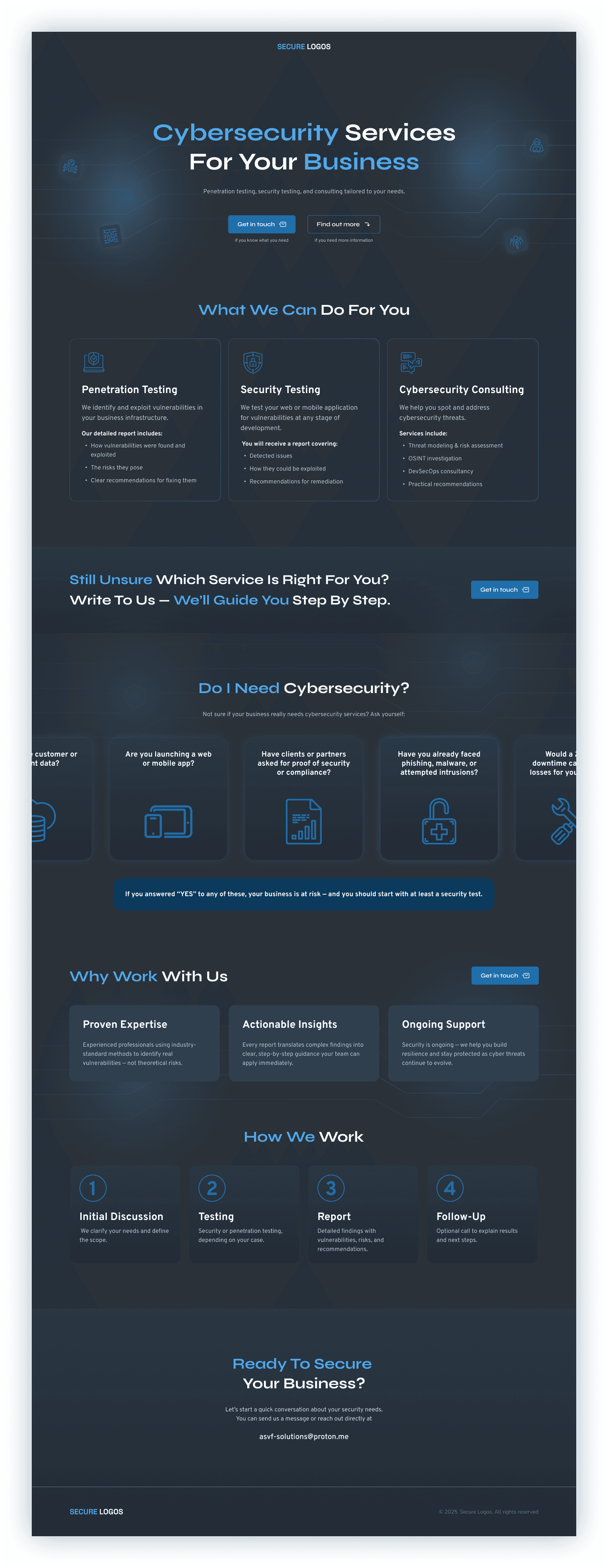 A landing page for a cybersecurity startup - screen 1