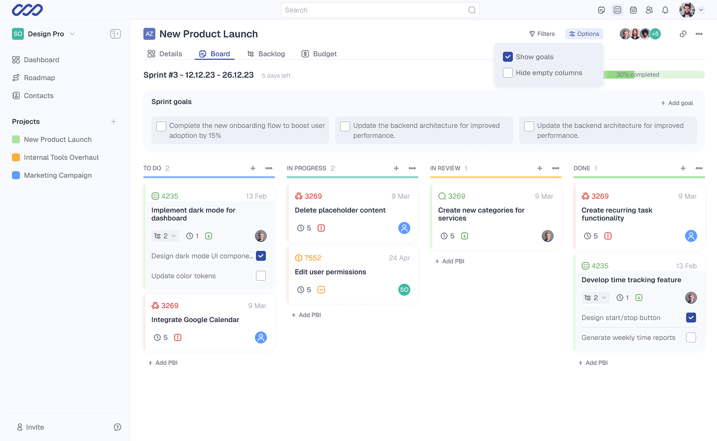 A web project management app for startups and small teams - screen 1