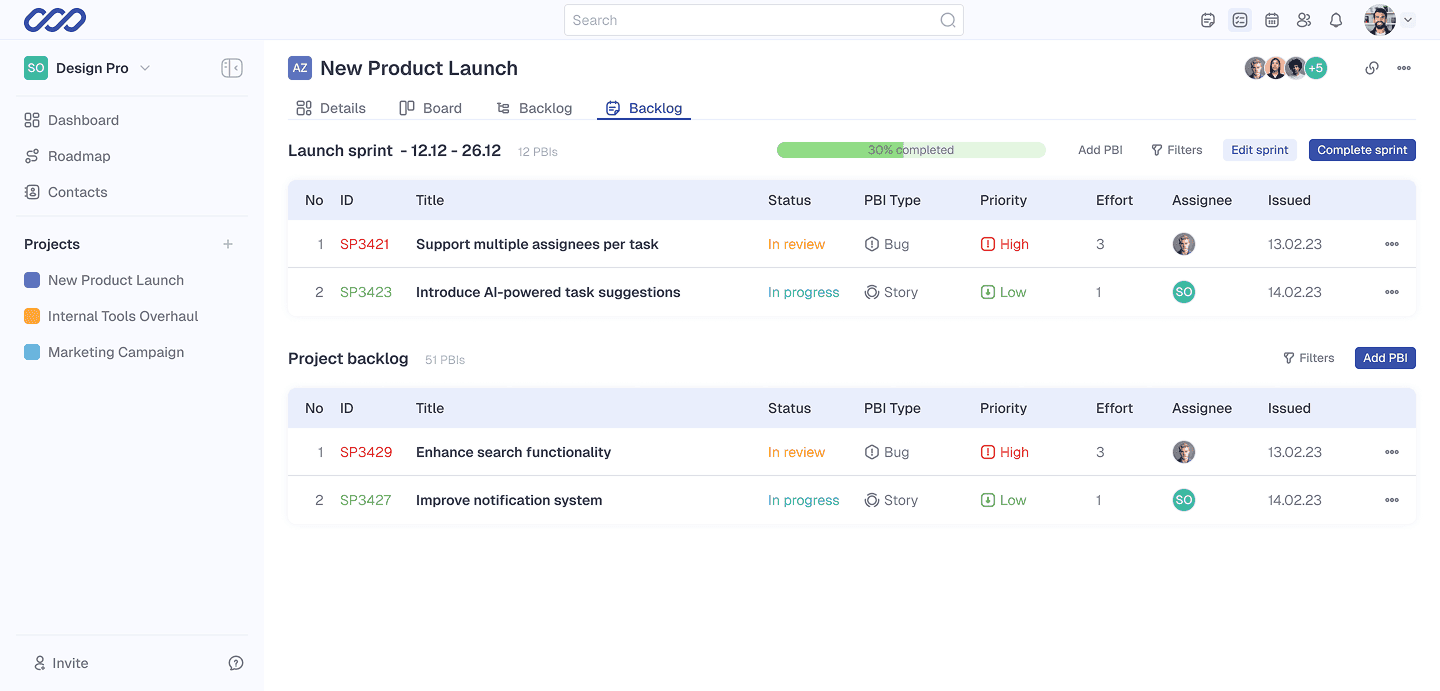 A web project management app for startups and small teams - screen 3